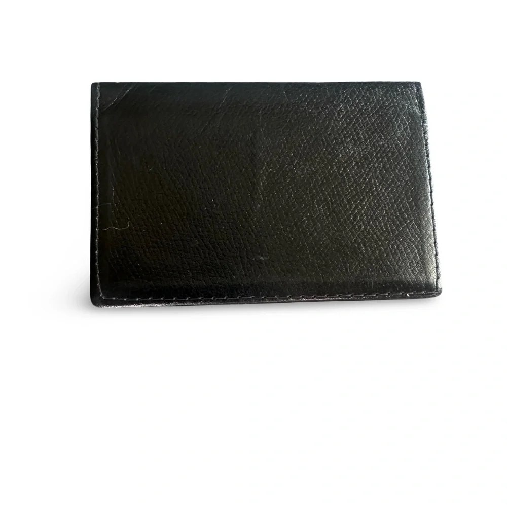 TIFFANY & CO. Black Leather Bifold Slim Card Pocket Wallet Excellent! Unisex